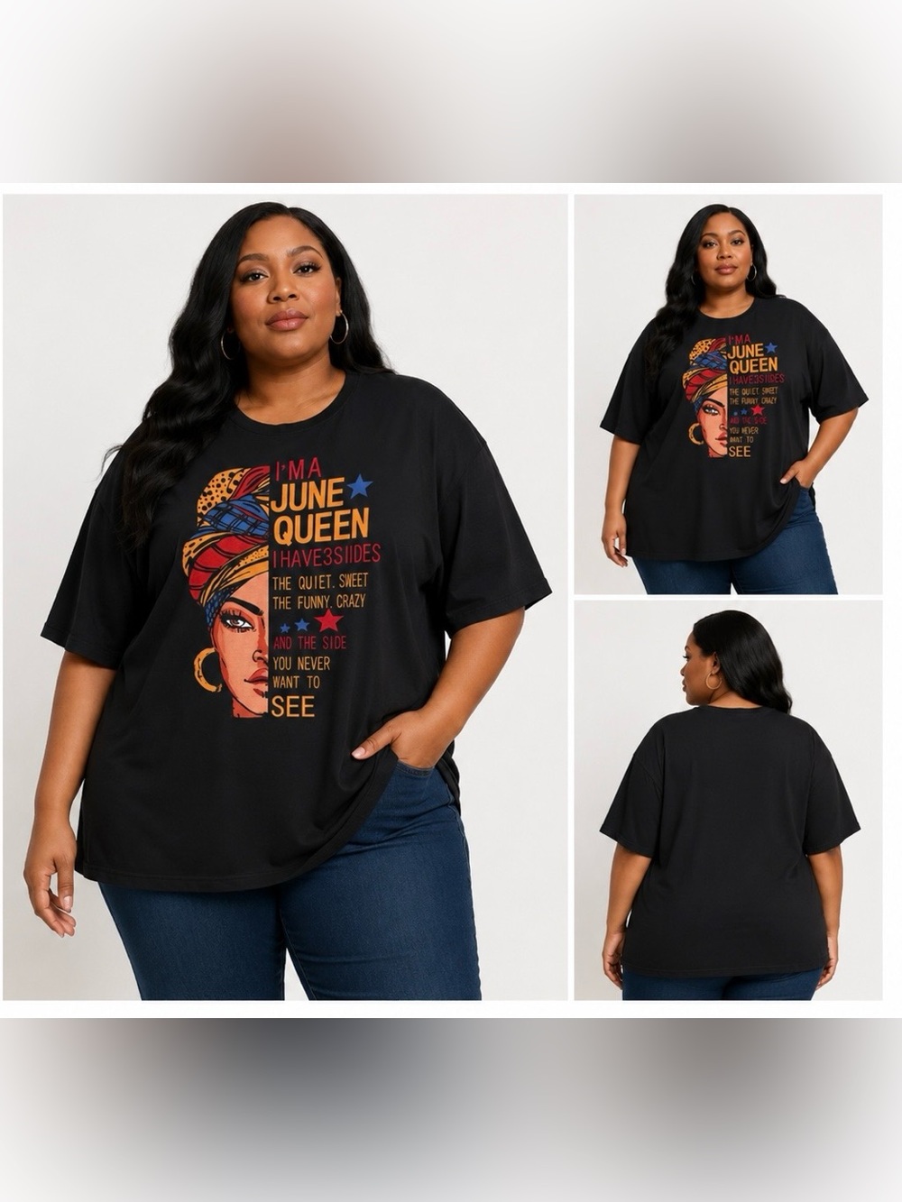 SHEIN Plus Size June Queen Graphic Tee